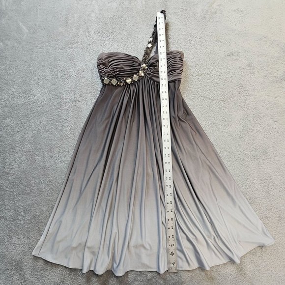 Cache Gray Ombre Womens Sz 2 Jeweled Beaded Strap Flowy Lined Midi Dress‎ - Picture 8 of 11